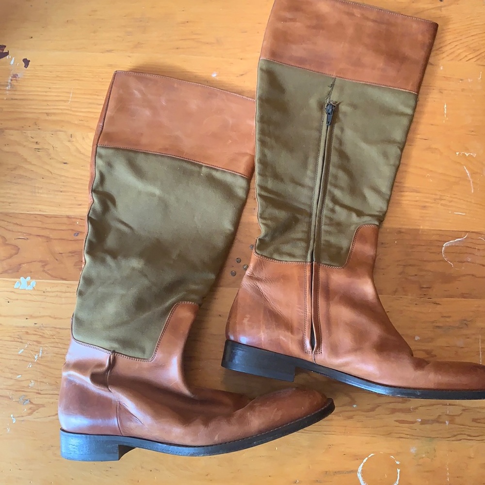 J. Crew tall leather & canvas riding boots